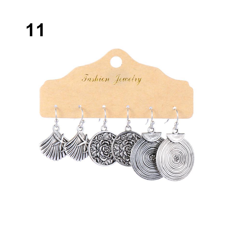 Bộ Khuyên Tai Hình Hoa Hồng Mới|Vòng Cổ Mặt Chiếc Lá Kim Loại Phong Cách Bohemian