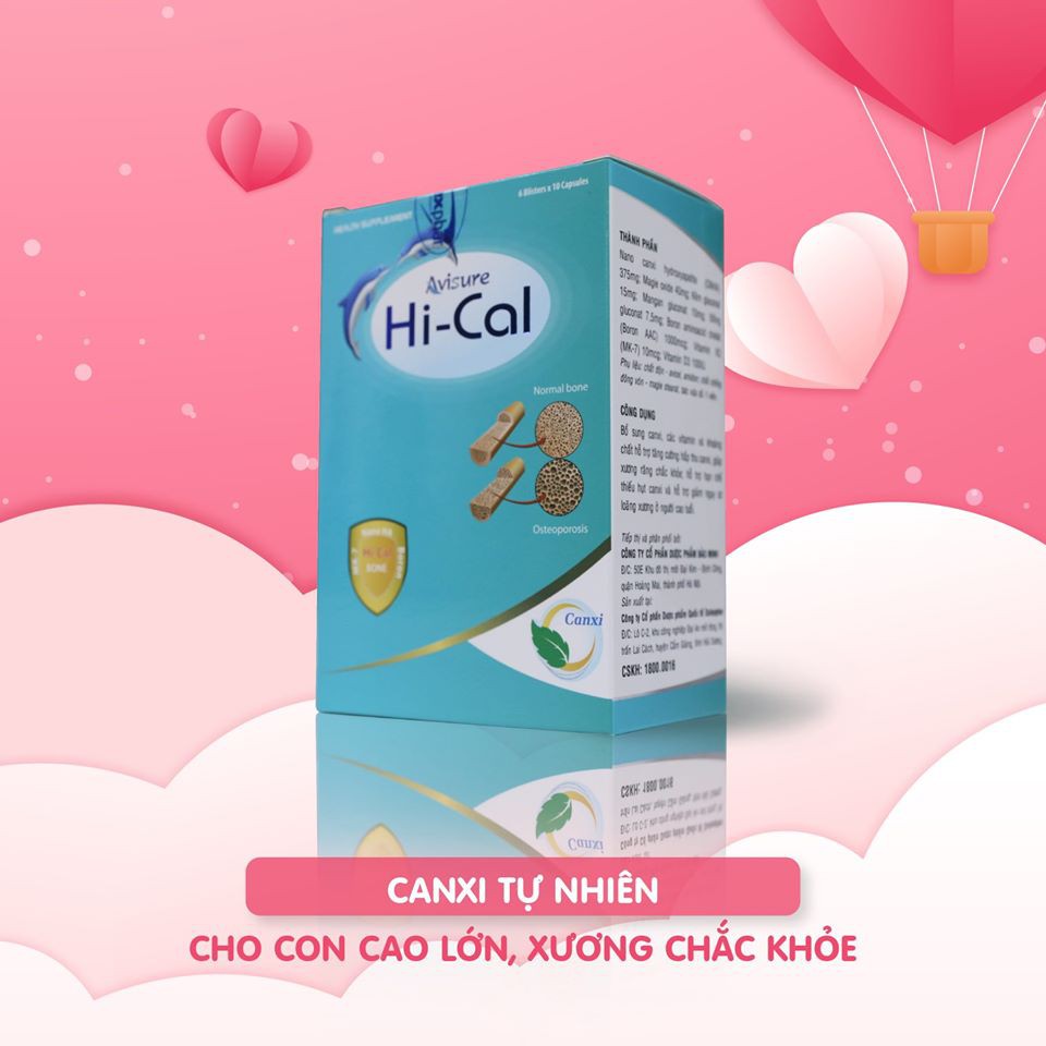 Avisure Hical Bổ sung canxi hữu cơ cho bà bầu Canxi cho mẹ sau sinh Canxi hical Vitamin bầu Hộp 60 viên