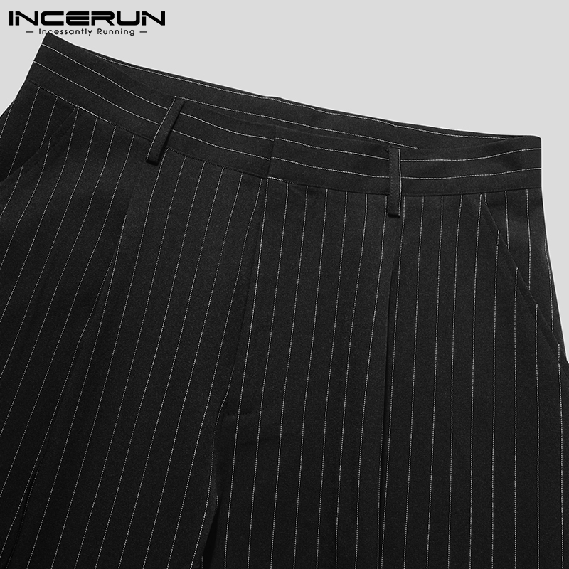 Quần dài INCERUN dáng rộng phối sọc phong cách thời trang Hàn Quốc cho nam giới