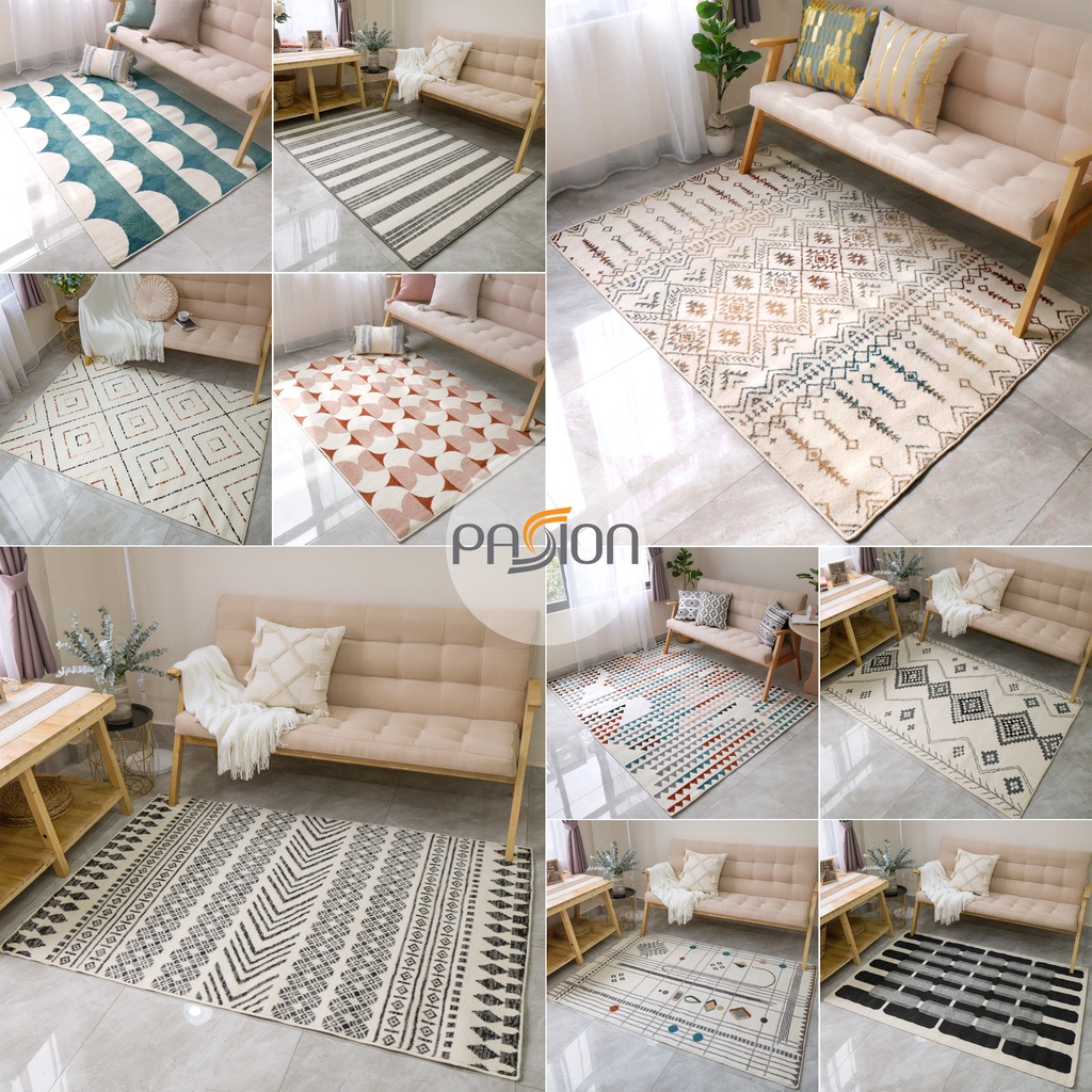 Thảm Lông Sợi Ngắn Cao cấp Họa Tiết Hiện Đại Phong cách Bắc Âu