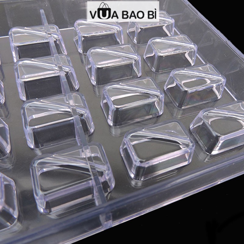 Khuôn socola hình chữ nhật bằng nhựa cứng-Vua Bao Bì, khuôn socola 28 viên hình chữ nhật