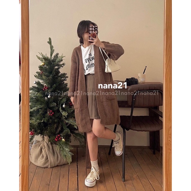 Áo cardigan len dáng dài