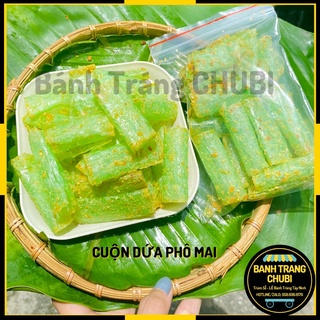 Bánh tráng cuộn phô mai lá dứa loại 1 siêu ngon - bánh tráng lá sữa dứa phô mai - chubi