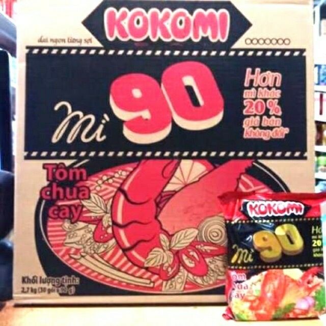 mỳ tôm kokomi 90 tôm chua cay thùng 30 gói *90g