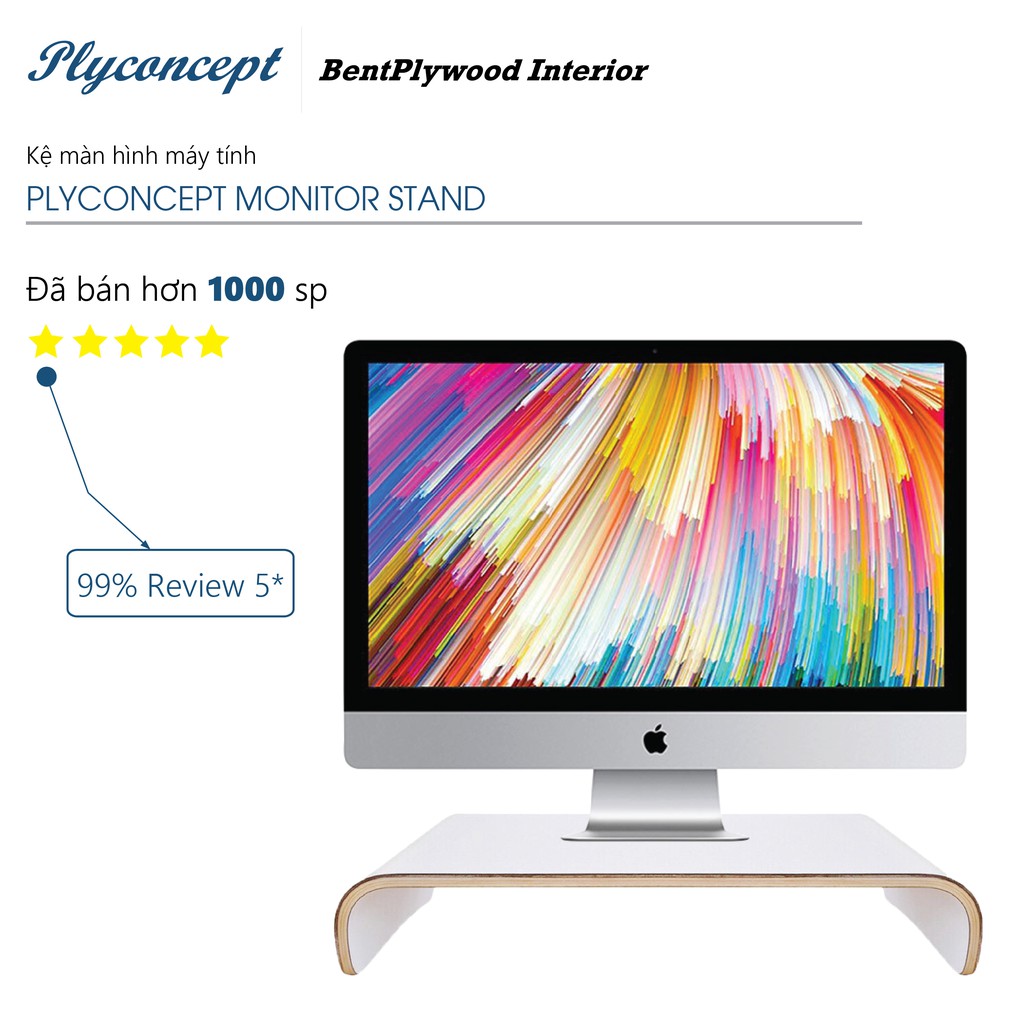 Kệ để màn hình máy tính màu trắng PlyConcept Monitor Stand | BigBuy360 - bigbuy360.vn