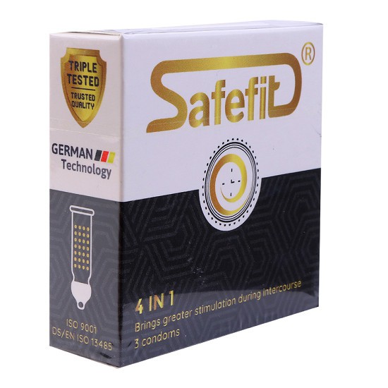 Bao cao su SafeFit 4 in 1 hộp 3 cái