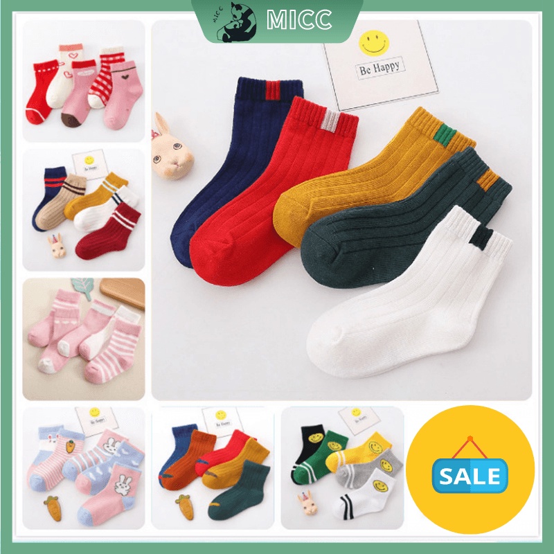 Set 5 đôi vớ cotton thấm hút mồ hôi họa tiết hoạt hình dễ thương cho bé tất bé gái