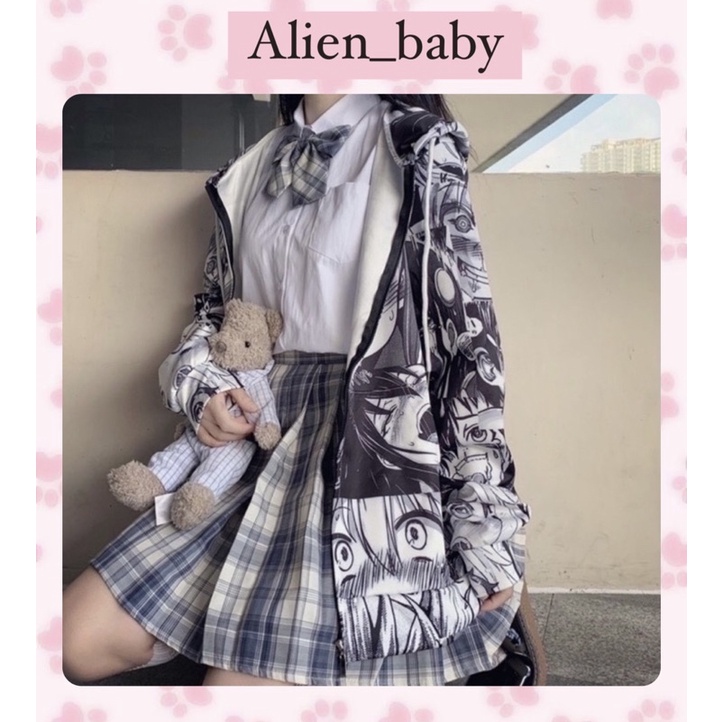 Áo khoác hoodie zip in hình anime henzai