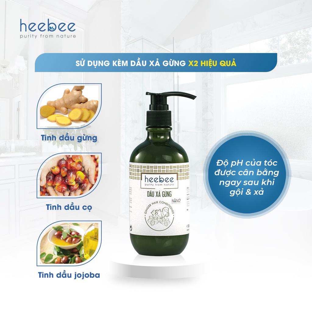 Combo gội xả Heebee : Dầu gội gừng + Dầu xả Gừng 500ML &300ML