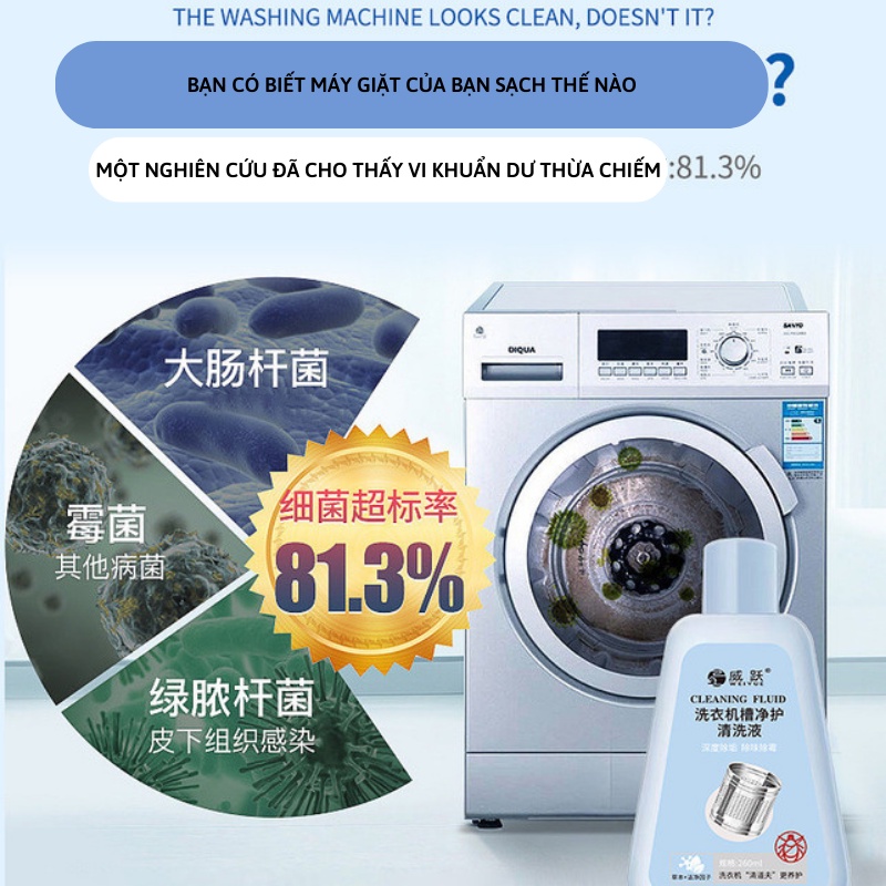 Nước vệ sinh lồng máy giặt Cl.eaning Fl.uid công nghệ mới chiết xuất từ thảo dược Miibooshi D1.125