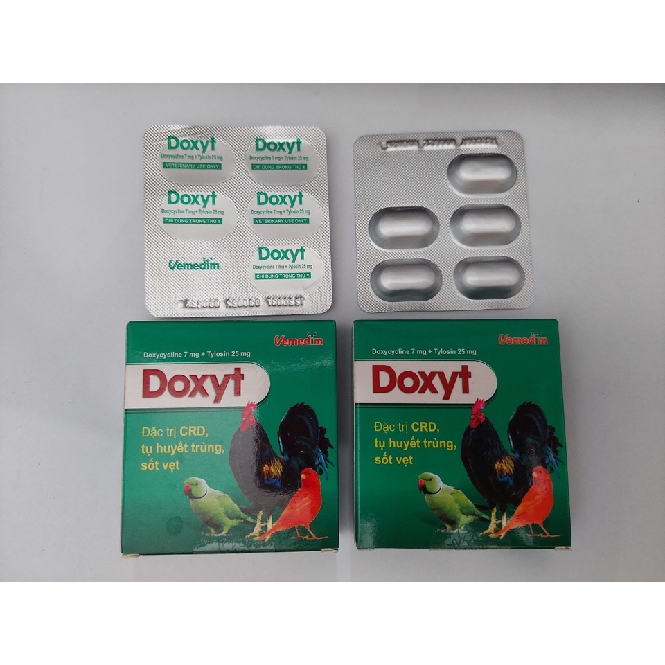 Viên uống Doxyt Tab Vemedim giảm khò khè, sổ mũi, kém ăn cho chim, vẹt, thú cảnh, gà đá, hộp 10 viên
