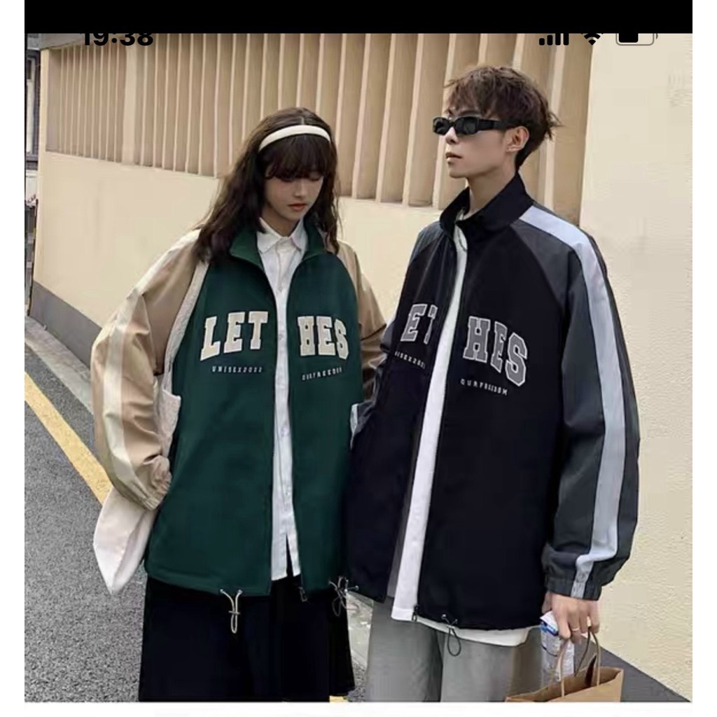 Áo khoác bóng chày unisex vải dù 2 lớp kiểu dáng rộng