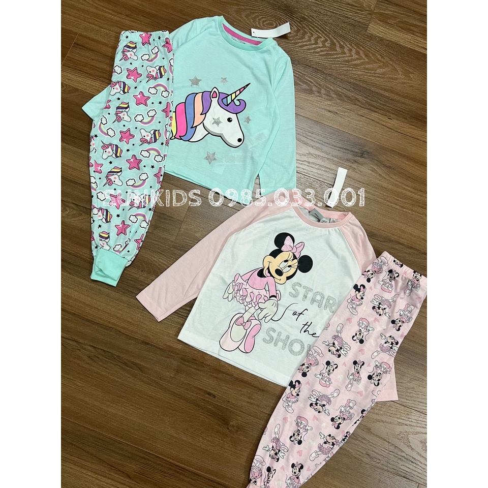Bộ cotton thu đông bé gái hình hoạt hình
