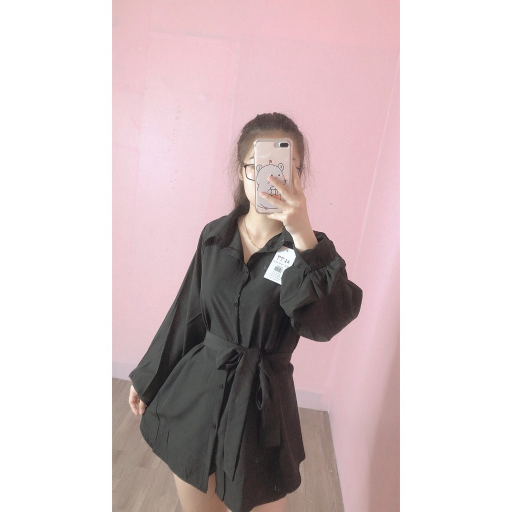 [QUÀ TẶNG LÀ KHẨU TRANG BẠN NHÉ] Set váy sơ mi / Set đồ nữ sơ mi dài tay quần đùi kèm đai dáng xòe | BigBuy360 - bigbuy360.vn