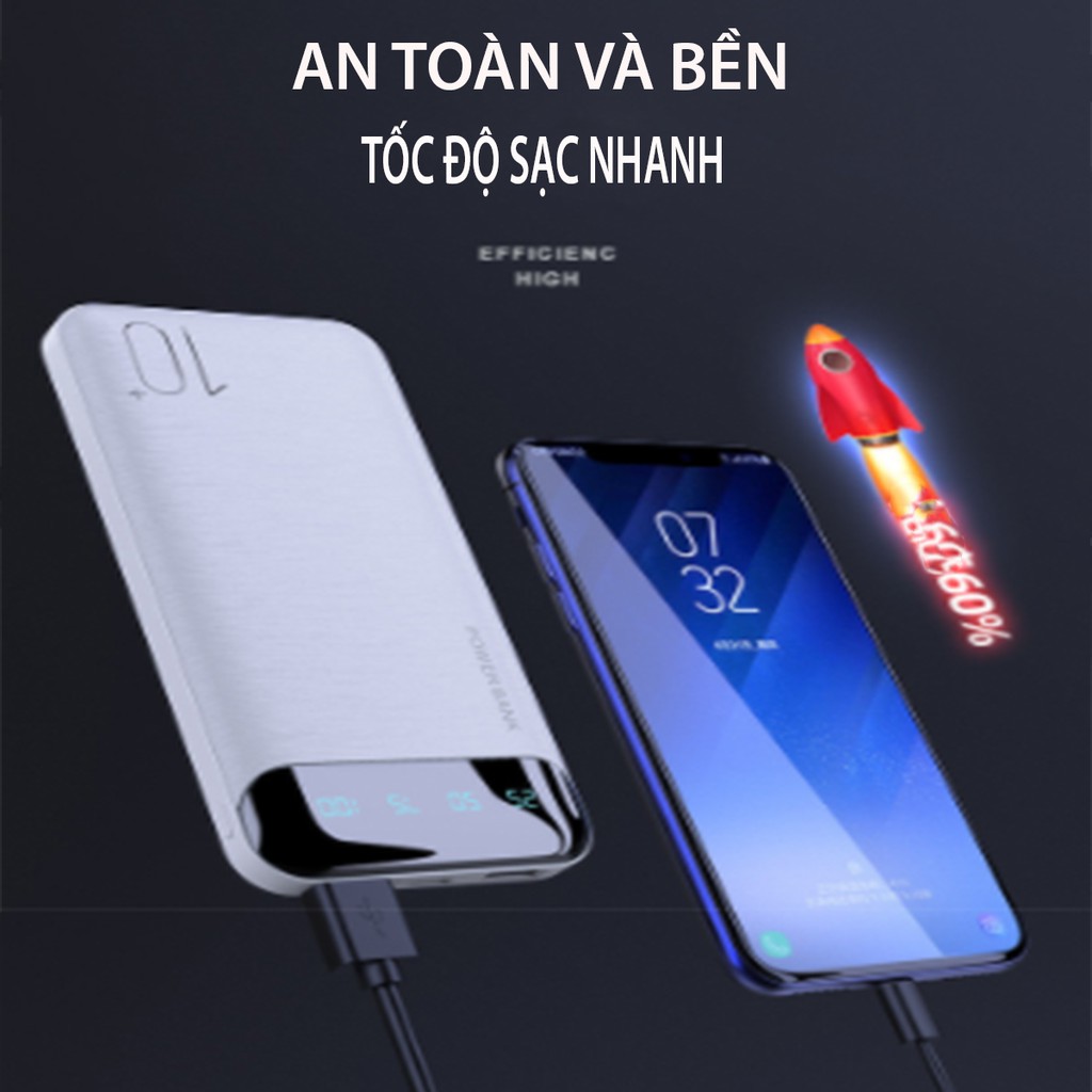 Sạc Dự Phòng WK WP-16 Cho iPhone Huawei Samsung Xiaomi Oppo Vivo Realme Hai Cổng Dung Lượng 10000mAh Có Màn Hình Điện Tử