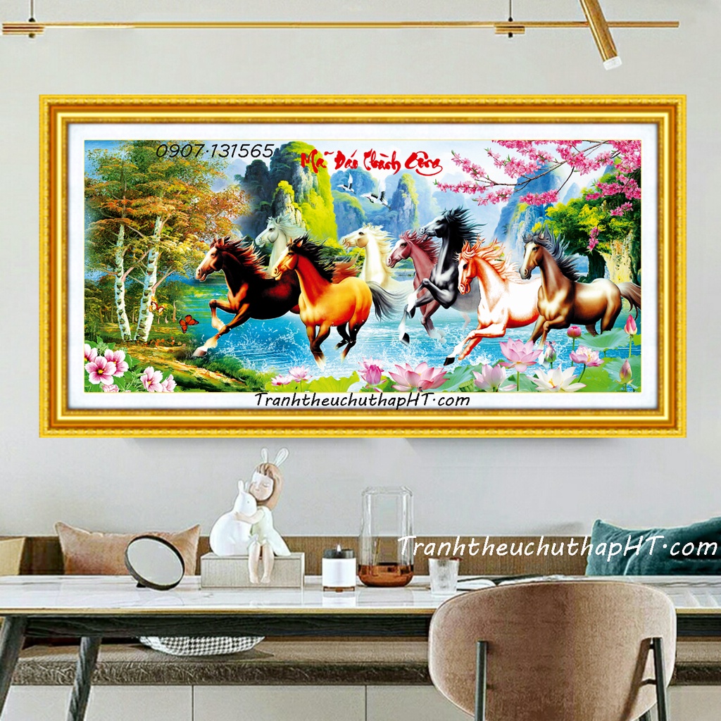 Tranh đính đá tự làm - Tranh thêu chữ thập Mã đáo thành công LV3388, VS016, LV535 - Chưa đính