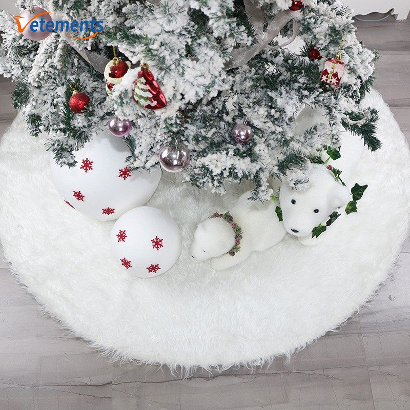 Vỏ Bọc Chân Cây Thông Noel Hình Tròn Bằng Vải Lông Không Dệt Màu Trắng Cỡ Lớn 68Cm Trang Trí Nhà Cửa