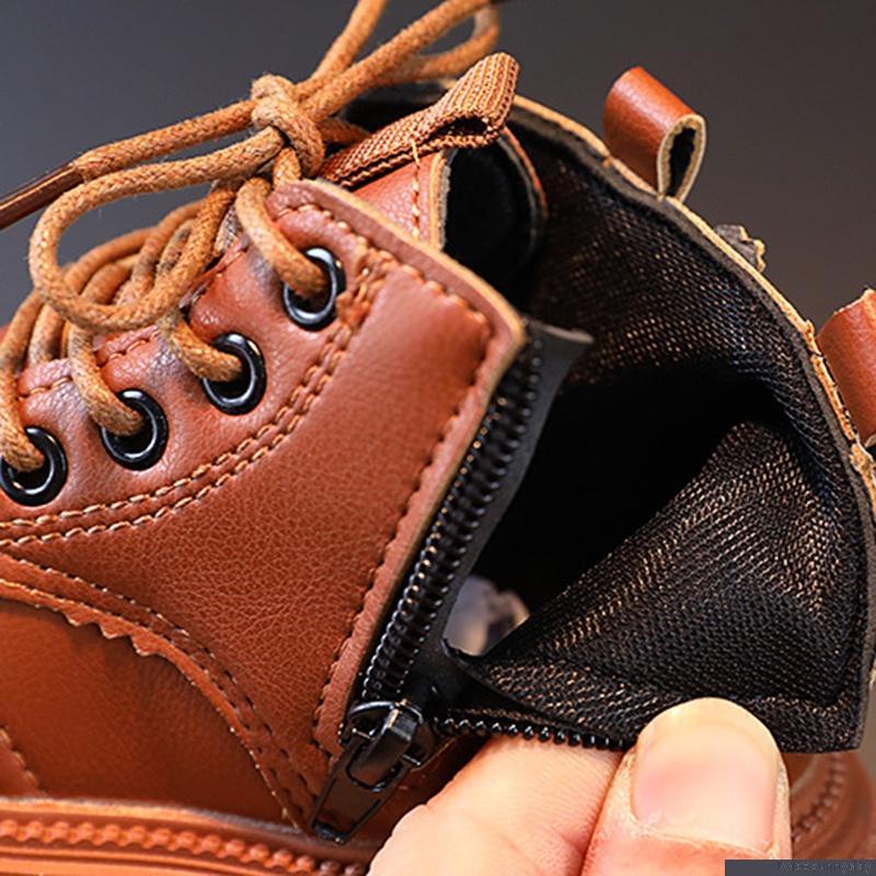 Giày bốt martin cổ thấp phối khóa kéo phong cách Anh quốc cá tính cho bé