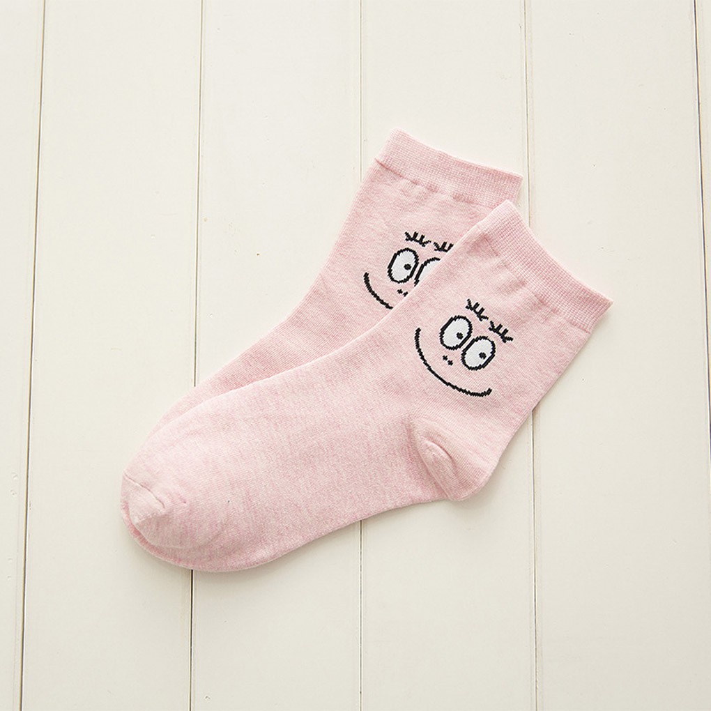 Vớ cotton cổ cao họa tiết mặt cười dễ thương