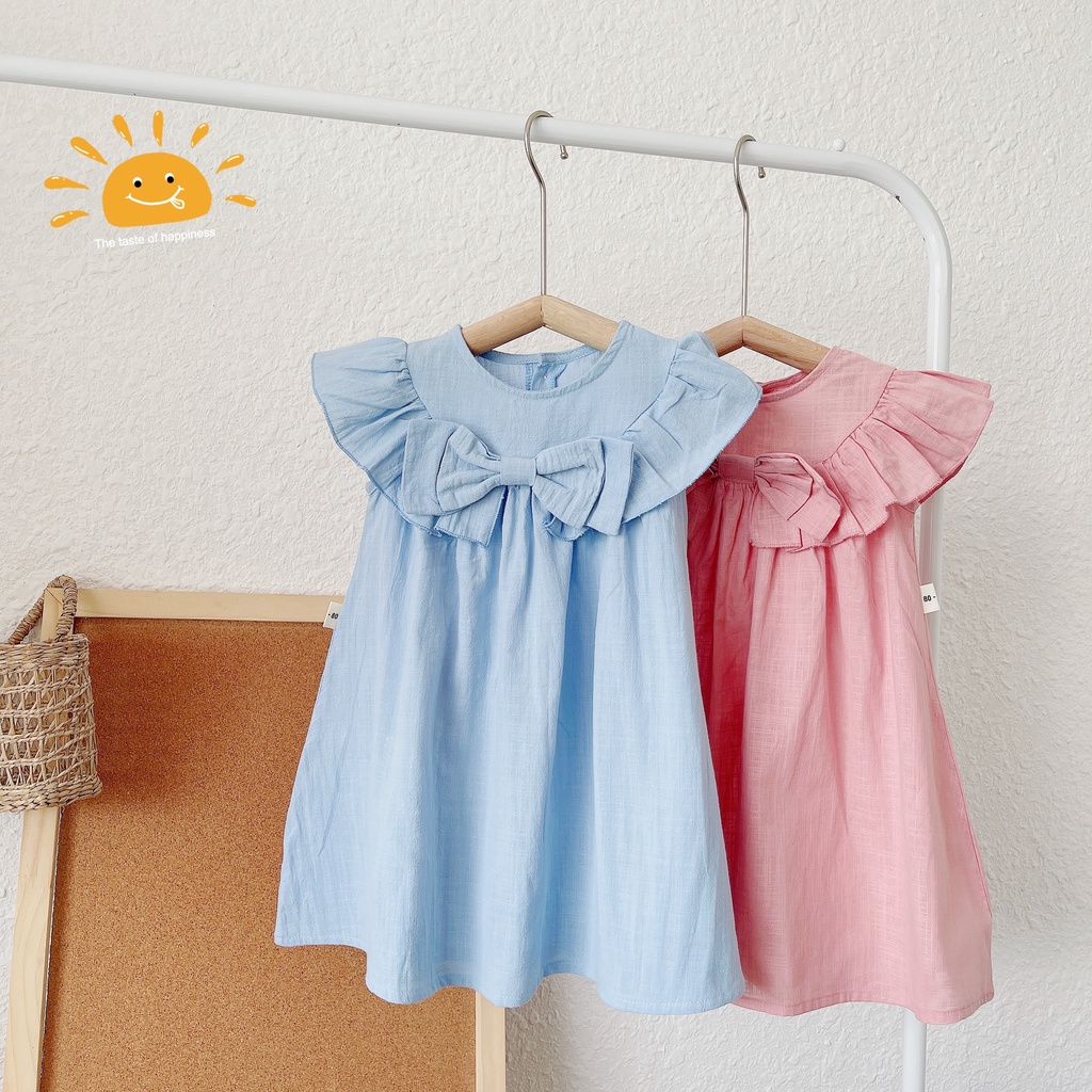 Váy hè cổ lá tròn màu trơn cho bé gái 1-5 tuổi (Mã 056)