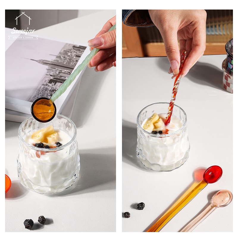 Sweejar 1 Muỗng Khuấy Cà Phê Bằng Thủy Tinh Có Tay Cầm Dài