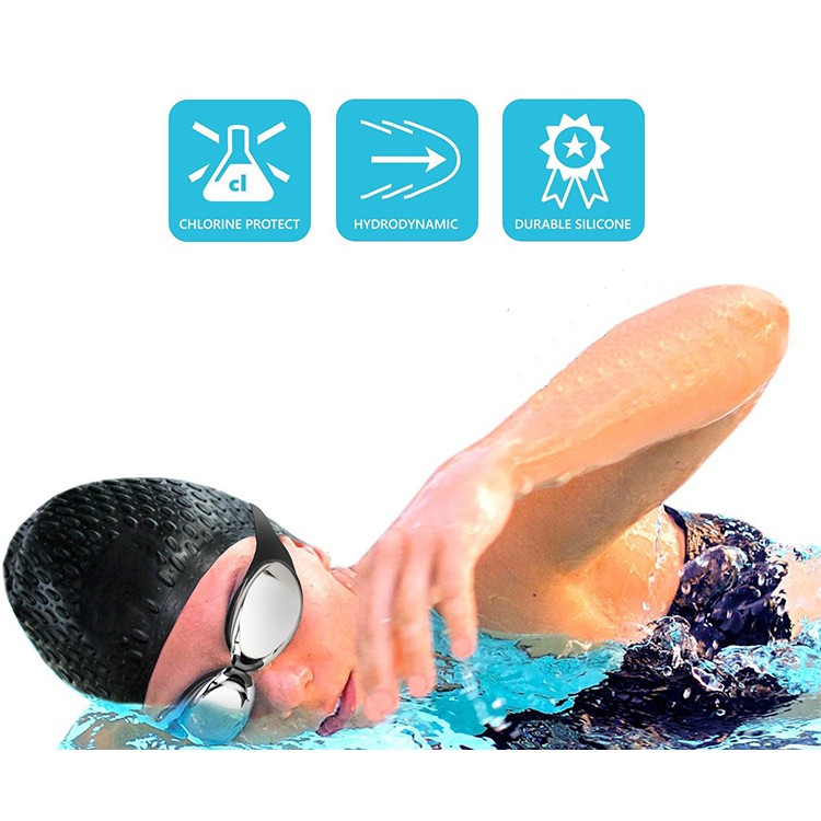 Mũ bơi người lớn, nón bơi dành cho nam và nữ che tai, mũ bơi silicone có nốt sần thoát nước bảo vệ tóc CA32 SHARK