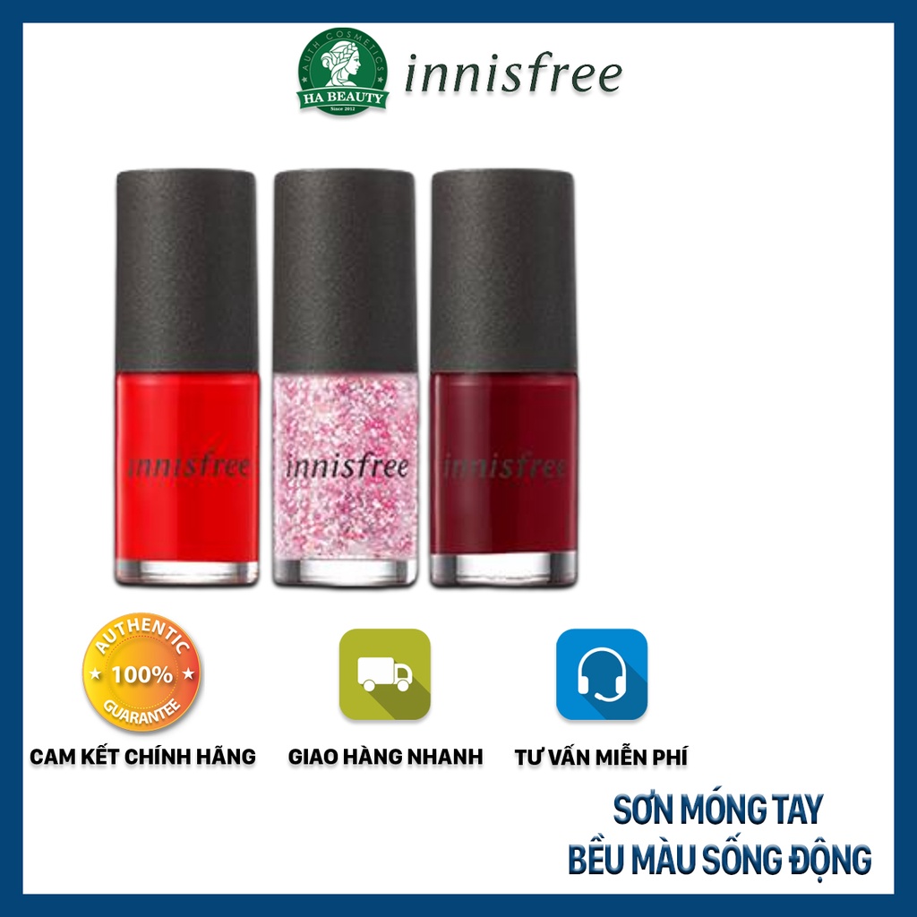 Sơn móng tay bền màu sống động tươi sáng có thành phần chăm sóc móng innsifree Real Color Nail 6ml