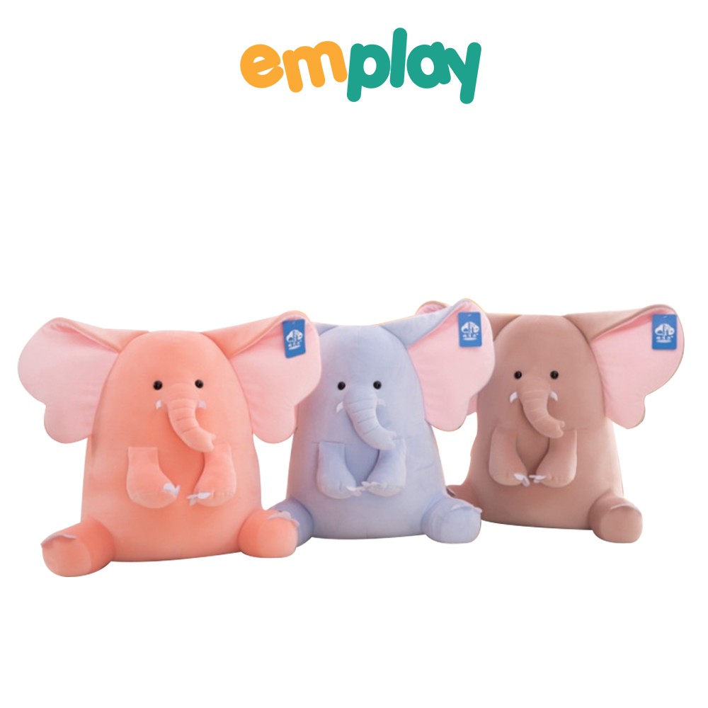Gấu bông voi đáng yêu Emplay cho trẻ em, chất liệu vải nhung mềm mịn co giãn 4 chiều, bông PP 3D loại 1 dài 21cm