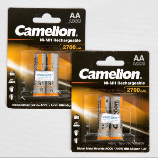 pin sạc AA 2700 Camelion vàng mẫu mới