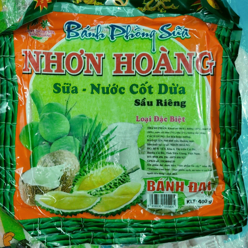 [Mã GROSALE1 giảm 8% đơn 500K] [Siêu To]Bánh Phồng Sữa Sầu Riêng Nhơn Hoàng, Thúy Lan Thơm Ngon