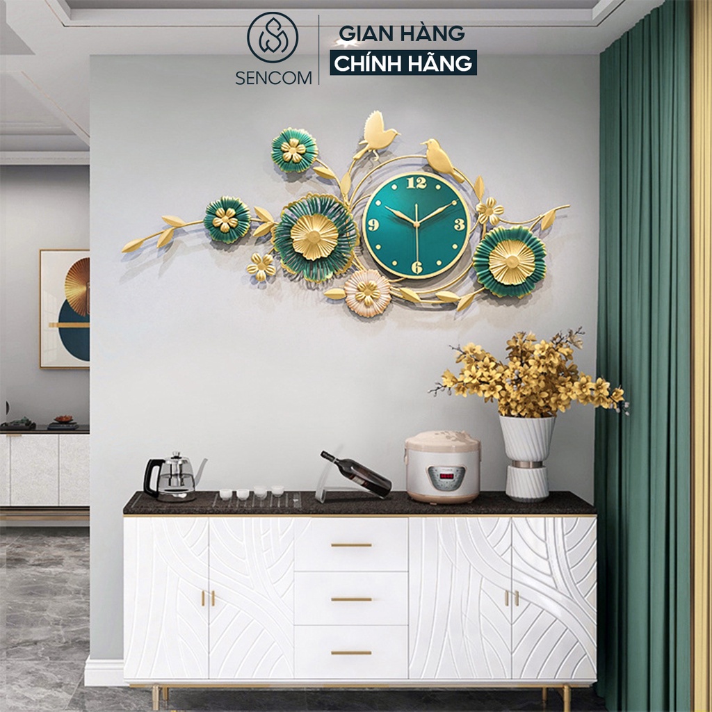 Đồng hồ treo tường nghệ thuật SENCOM thiết kế phong cách Bắc Âu decor trang trí nhà cửa mã 2907