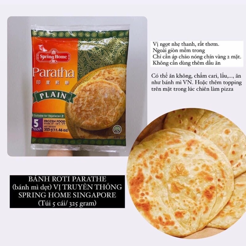 Bánh Roti paratha Plain Ấn Độ - vị Truyền thống gói 325g