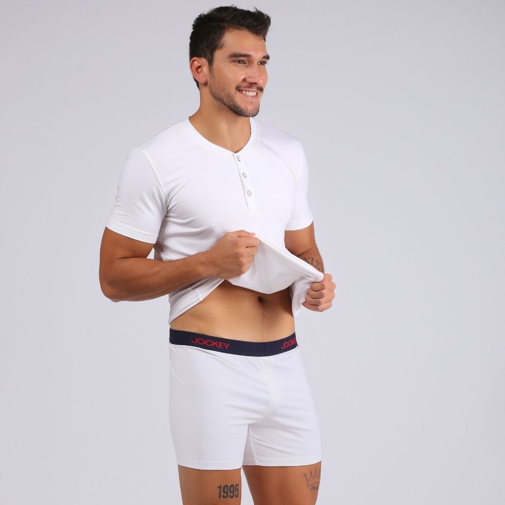 Áo Thun Nam Trơn Jockey Cotton Có Nút Mềm Mại Cao Cấp - J0207