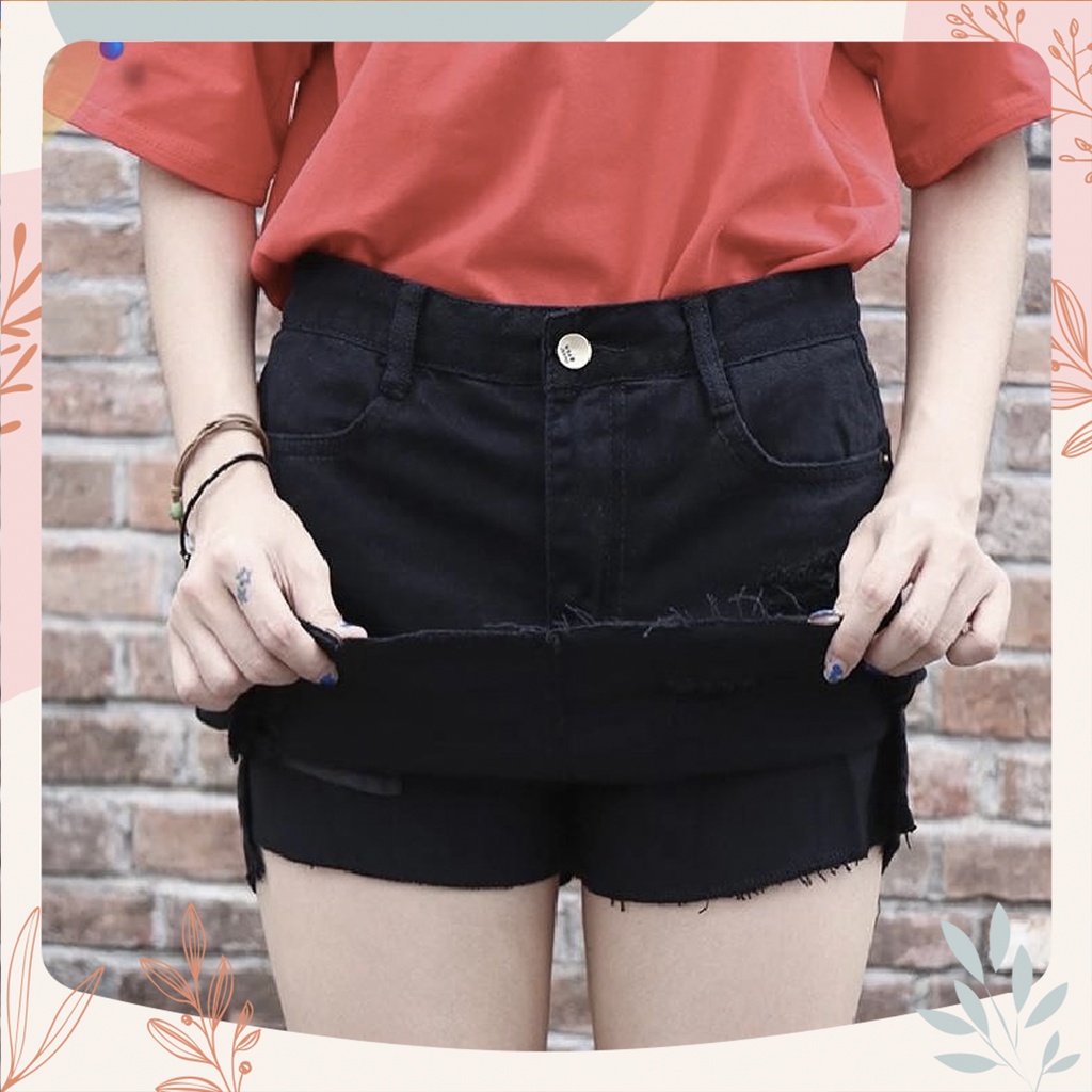 [Bigsize 58-90kg] Quần Váy Jean Basic, Lưng Cao, Co Giãn Mạnh, Dài 46cm