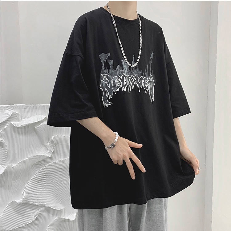 Áo thun Unisex form rộng tay lỡ, Áo phông nam nữ cotton thấm hút, dày dặn mềm mịn họa tiết NECROVEN