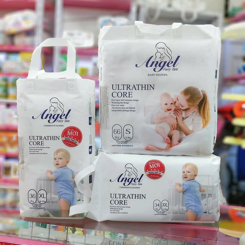 Bỉm dán/quần Angel trắng cao cấp đủ size S66/M60/L56/XL52 - M40/L38/XL36/XXL34