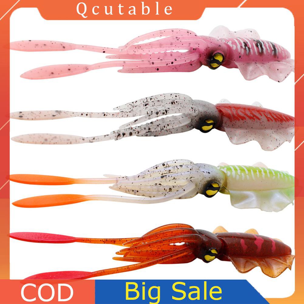 Mồi câu cá giả hình mực 3D phản quang 15cm độc đáo
