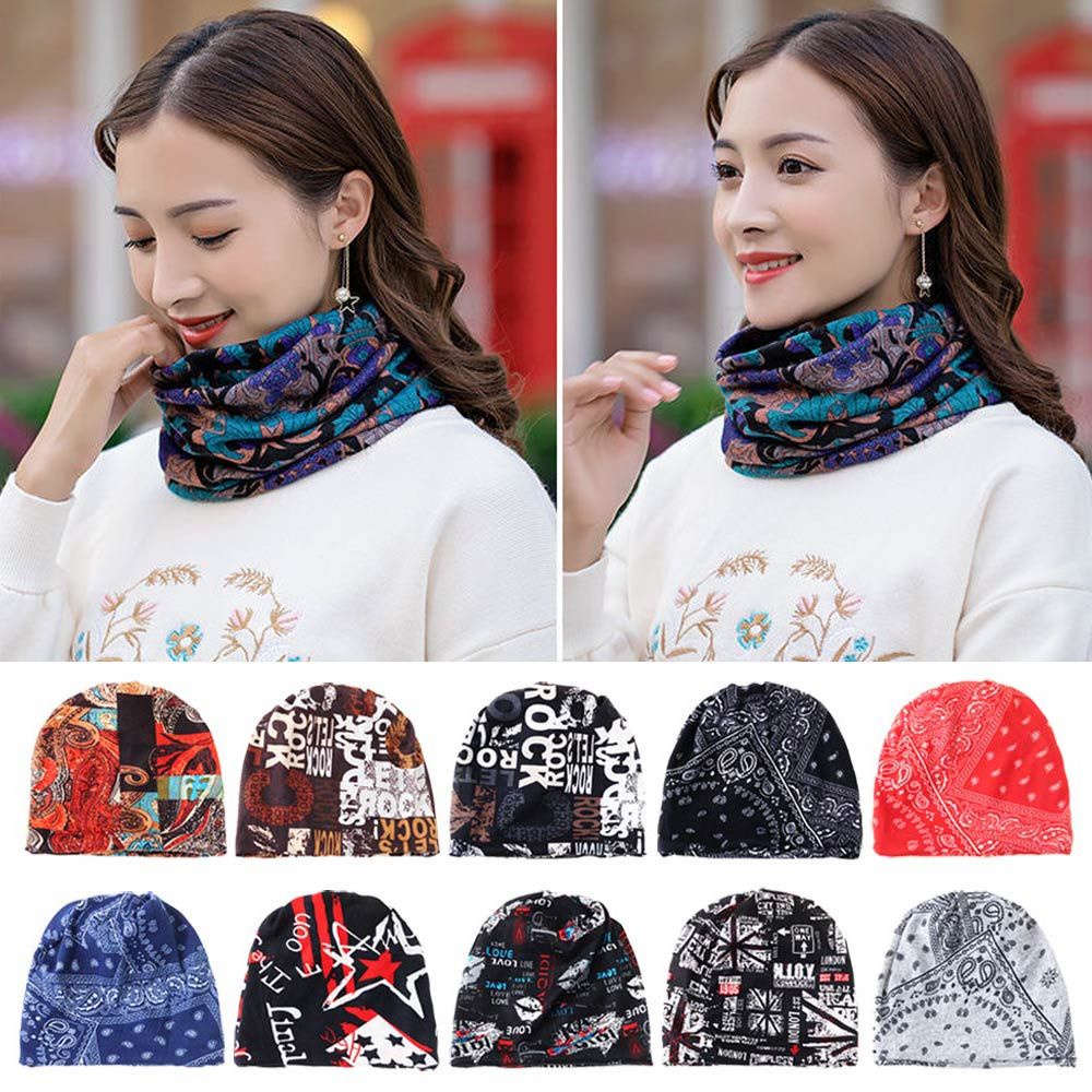 Mũ trùm kiêm khăn bandana che mặt chống gió giữ ấm ngoài trời đông vải cotton cho nam và nữ dùng khi đi xe đạp/chạy bộ