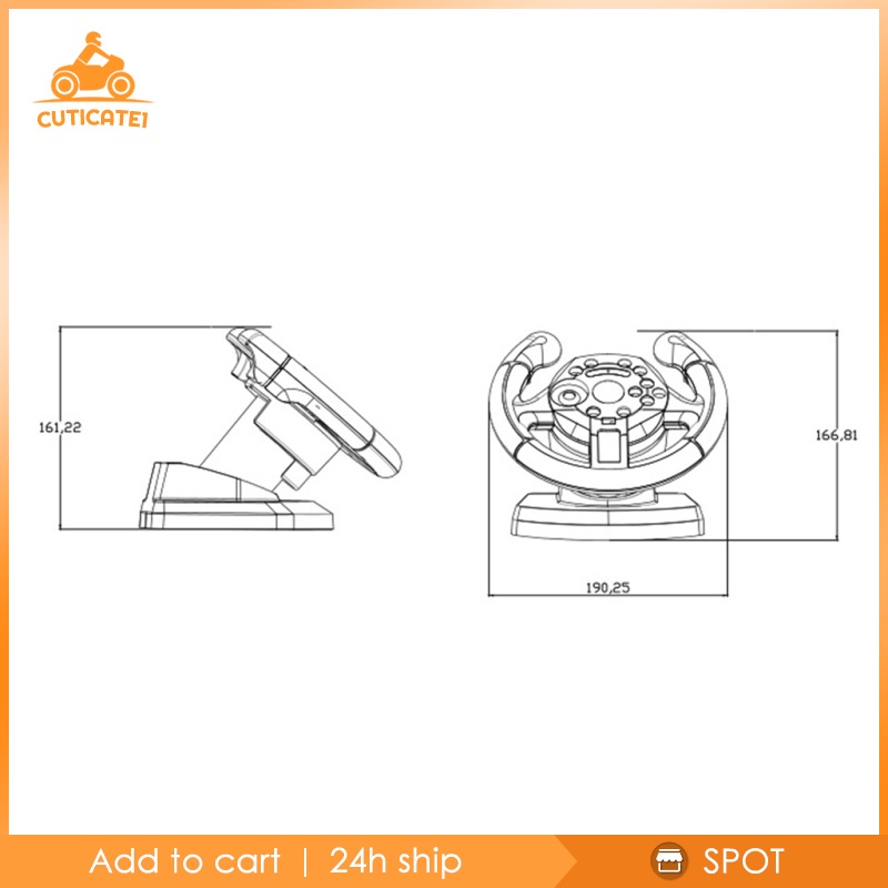 Bộ Bàn Đạp Phanh Và Vô Lăng Rung Cho Ps3 / Pc Usb (Cut1-8) Đen