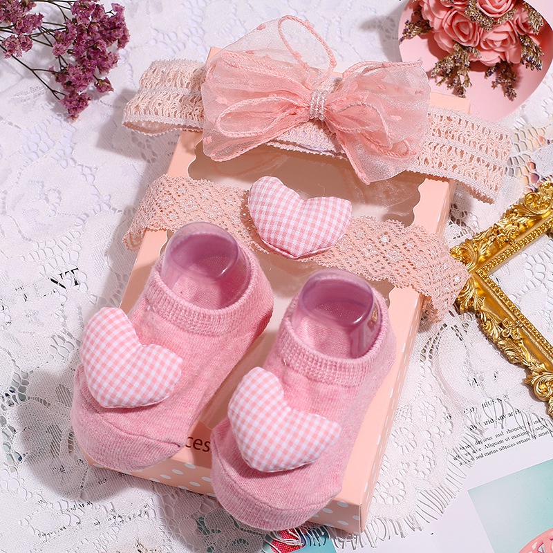 Set 3 Món Đôi Vớ / Băng Đô Nơ / Vương Miện Xinh Xắn Cho Bé Gái Mới Sinh