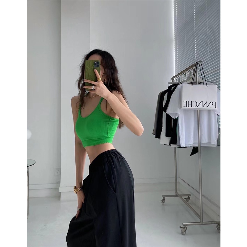 Cocory vn Áo Croptop Dệt Kim Không Tay Dáng Ôm Gợi Cảm Thời Trang Mùa Hè Cho Nữ