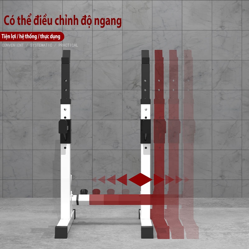 Giá tập tạ có thể điều chỉnh hộ gia đình Giá ngồi xổm đơn giản Giá đỡ cây tạ Giá đỡ Squat Giá đỡ ngồi xổm ở trạm đa chức