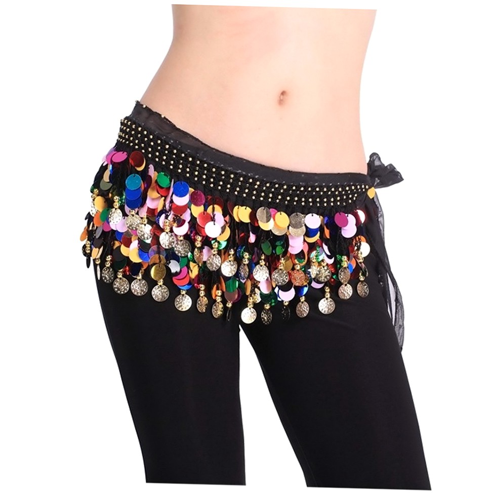 Thắt lưng gắn lá sequin lấp lánh dùng làm đạo cụ biểu diễn múa bụng