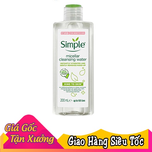 Nước tẩy trang Simple Kind to Skin Micellar Cleansing Water 200ml