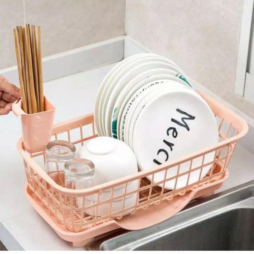 Kệ Nhựa Để Đồ Đa Năng - Khay Kệ Rổ Úp Chén Bát/Rổ Úp Chén,Đĩa,Dĩa,Đũa,Muỗng Có Khay Hứng Nước Tiện Lợi