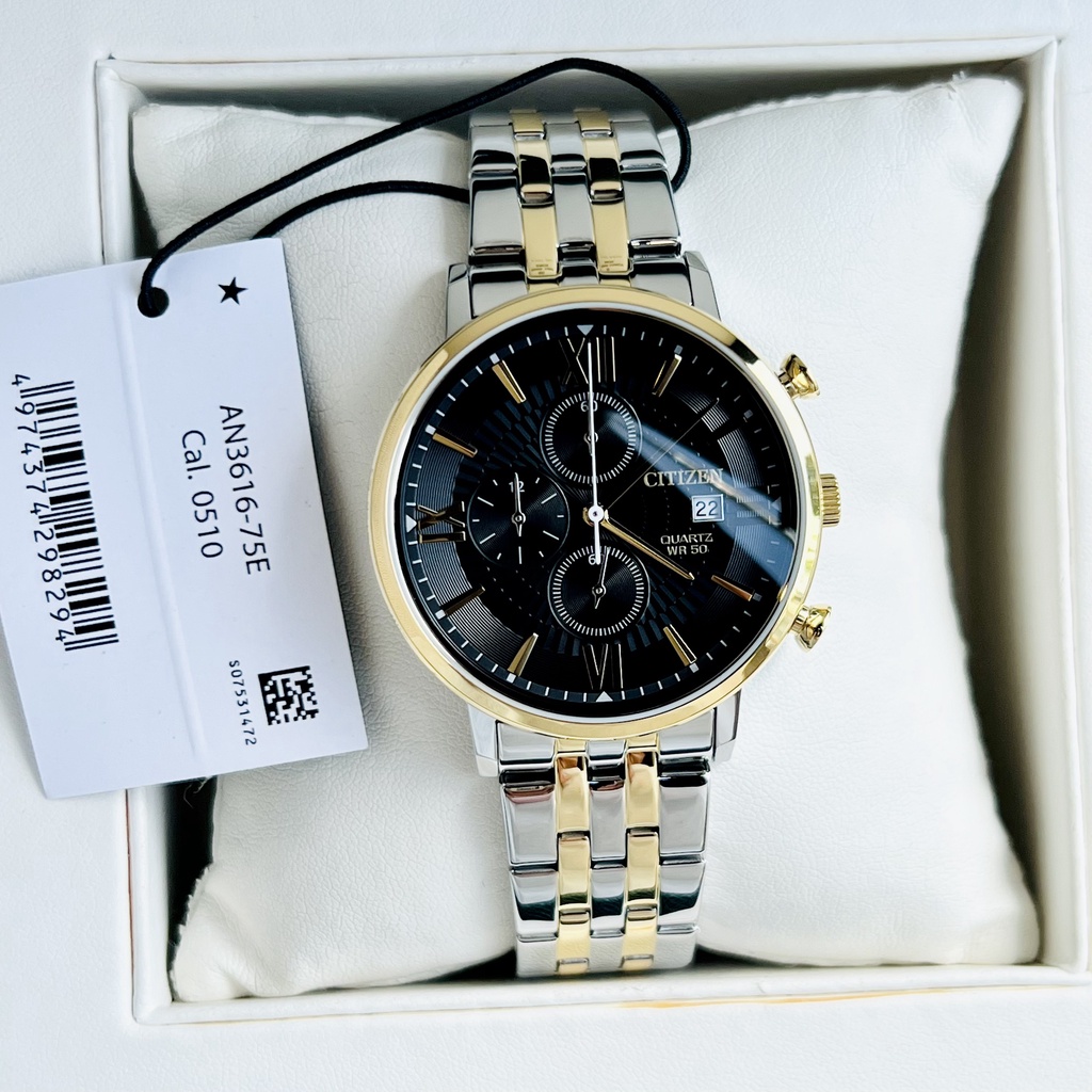 Đồng hồ nam dây thép Citizen AN3616-75E Máy pin Chronograph - Size 41mm - chống nước 5ATM Bảo hành 1 năm Hyma watch