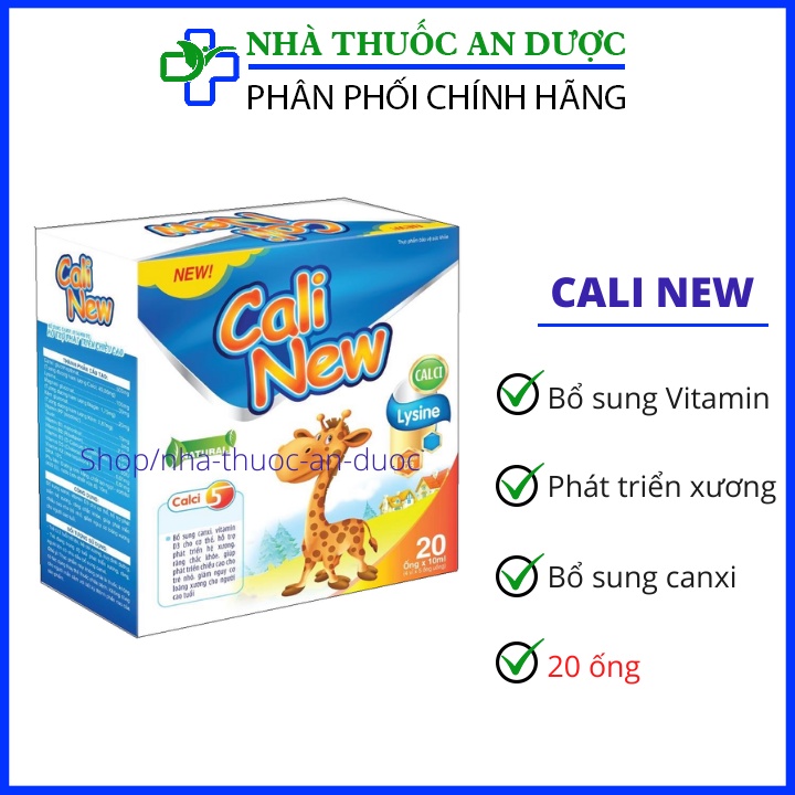 Siro Canxi D3 - Cali New giúp phát triển hệ xương, răng chắc khỏe, tăng chiều cao, giảm loãng xương hộp 20 ống