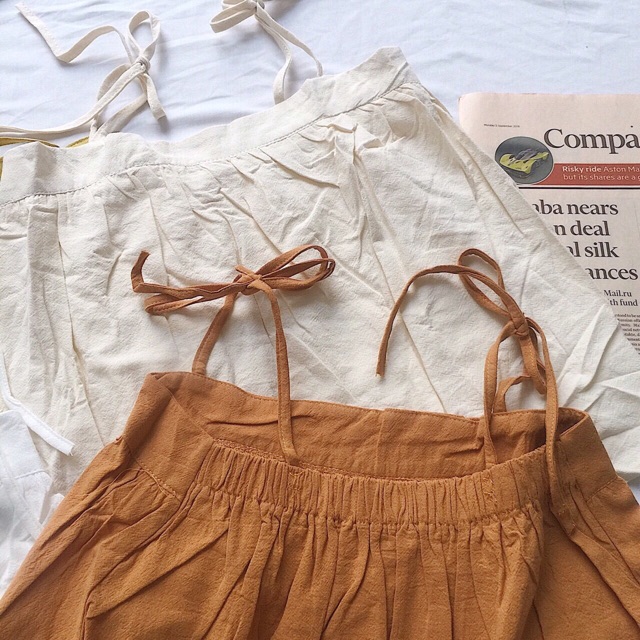 Áo hai dây chất linen phong cách Korea màu vintage Lovi