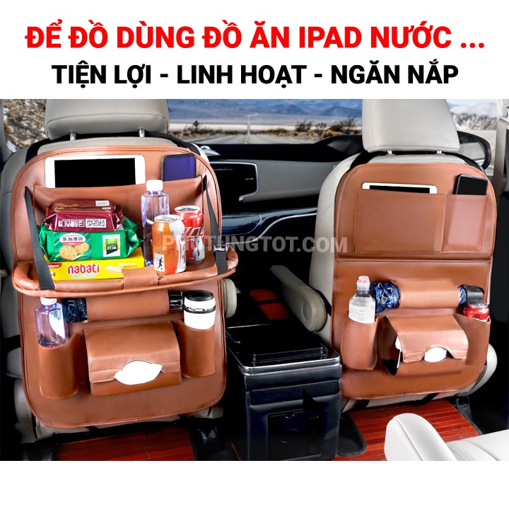 Túi treo đồ sau ghế ô tô da PU cao cấp chống nước tiện dụng để điện thoại Ipad khi đi xe hơi