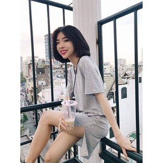 Đầm tay ngắn cổ tim - xẻ